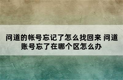 问道的帐号忘记了怎么找回来 问道账号忘了在哪个区怎么办